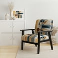 thumbnail image 2 of Designart "Contemporary Blue and Gold Abstraction II" Blue Abstract Upholstered Accent Chair - Modern Arm Chair For Living Room, 2 of 5