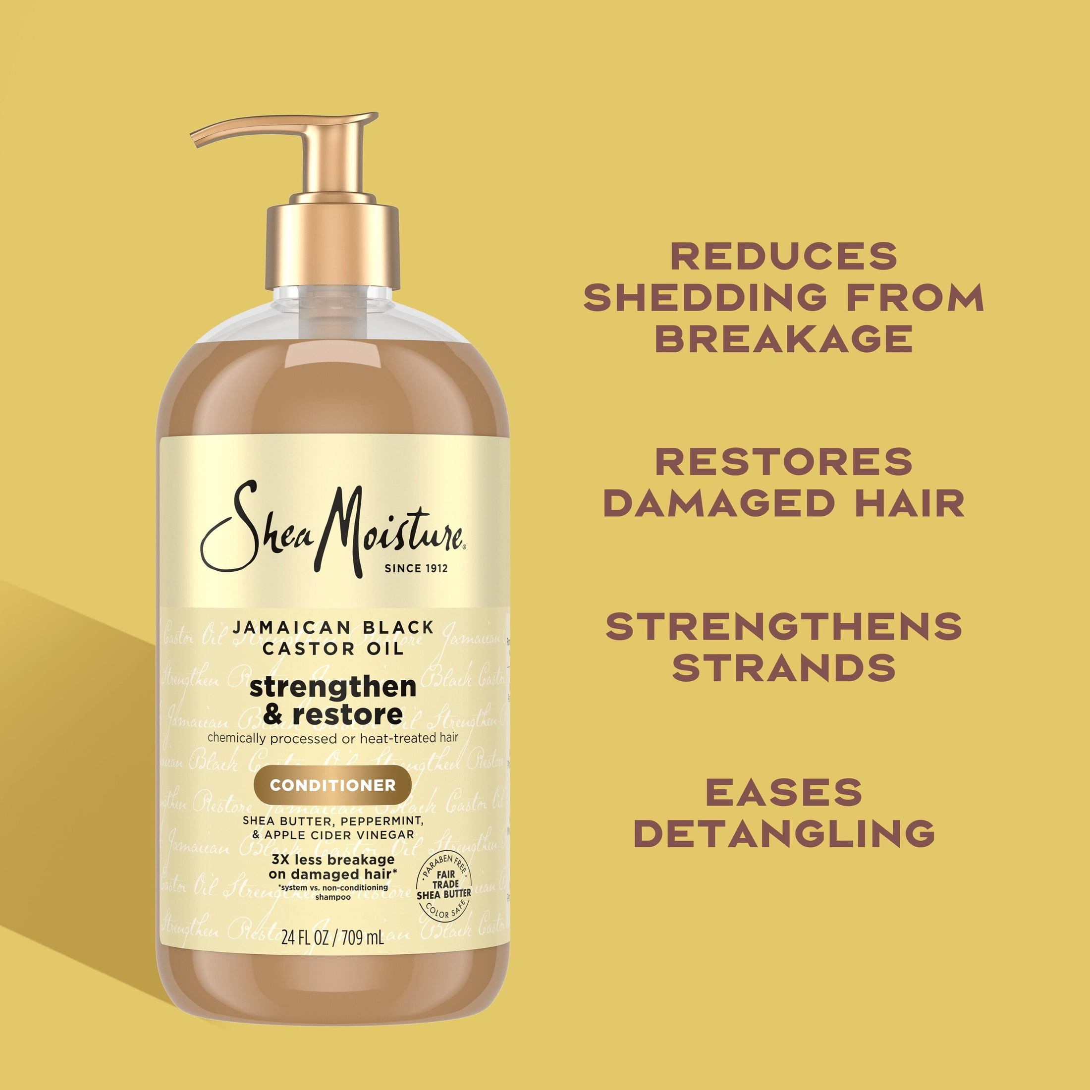 (2 pack) SheaMoisture Strengthen & Restore Conditioner for Damaged Hair Jamaican Black Castor Oil Paraben-Free, 24 fl oz