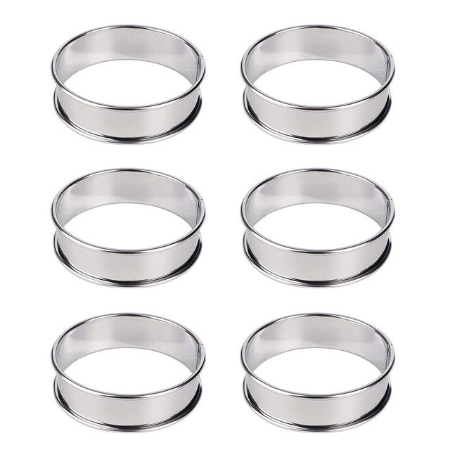 Hyasfey 6Pcs Stainless Steel English Muffin Rings Non-Stick Coating Cake Mold for Baking Double Rolled Edge Design Food Grade 8cm 10cm Cooking Rings