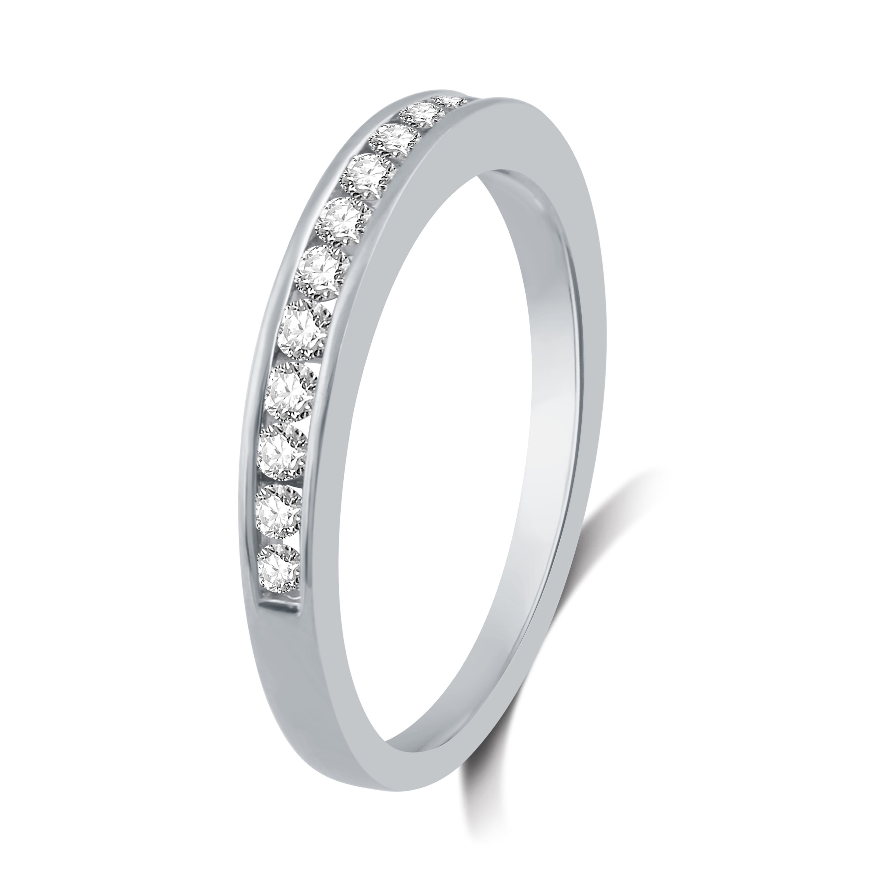 Forever Bride 1/4 Ct T.W. Round Diamond Channel Anniversary, Wedding Band in Sterling Silver