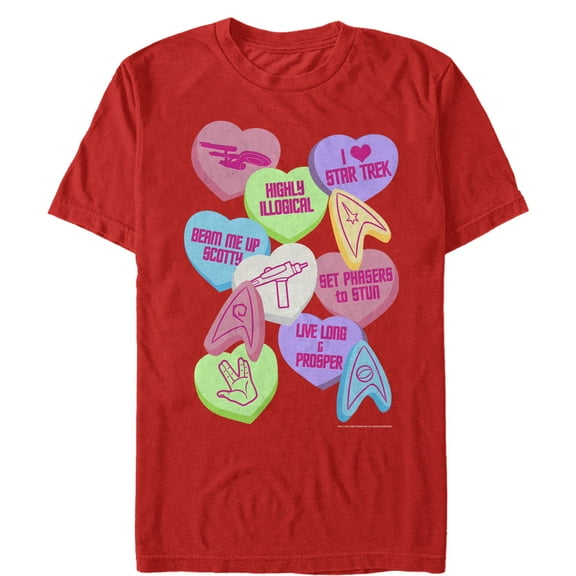 Men's Star Trek Valentine's Starfleet Candy Hearts  Graphic Tee Red Medium