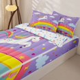 thumbnail image 3 of Metsweet Cartoon Unicorn Zipper Full Size Comforter Sets with Fitted Sheet and 2 Pillowcases, Colorful Flower Rainbow Zipper Bedding Set,4pcs, 3 of 6