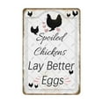 thumbnail image 5 of NOETE Chicken Coop Metal Tin Signs 8x12 Inch Funny Farmhouse Metal Sign "Spoiled Chickens Lay Better Eggs" Rustic Chicken Coop Signs for Outdoor, Home, Wall Decor, 5 of 8