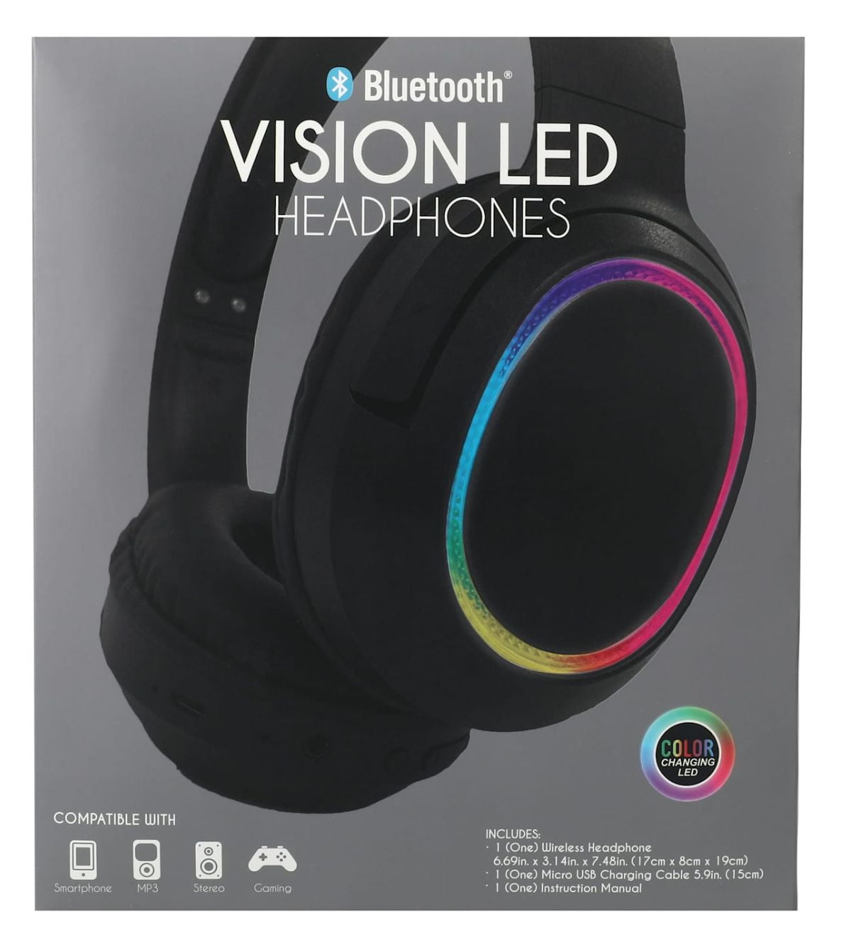 Bluetooth Vision LED Headphones – Wireless Over-Ear with Mic & Color-Changing Lights