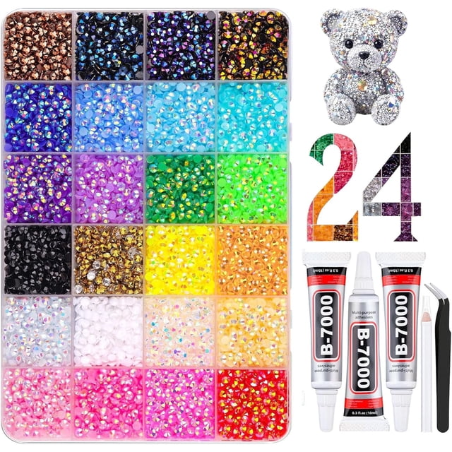 Bedazzler Kit with Rhinestones, 3mm Flatback Gems & Glue Pen, Complete DIY Craft Set for Nails, Phone Cases, Clothes & Art