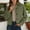 Army Green, variant on Women's Cropped Trench Coat Suede Button Down Long Sleeve Jackets Lapel Collar Fall Winter Casual Trendy Clothes
