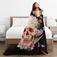 thumbnail image 7 of Skull Flower Blanket Floral Skull Print Throw Blanket Super Soft Warm for Bed Sofa Gift for Halloween 50"x40", 7 of 7