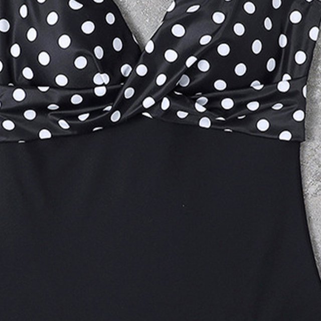 Traje de baño para mujer Color Block V Neck Bikini Sets para mujer niña (S Black Spot) FLhrweasw Para estrenar