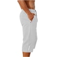 thumbnail image 4 of Eltusu Men's Workout Shorts, Elastic Waist Drawstring Below the knee Zipper Pockets Hiking Shorts White Size 2XL, 4 of 7