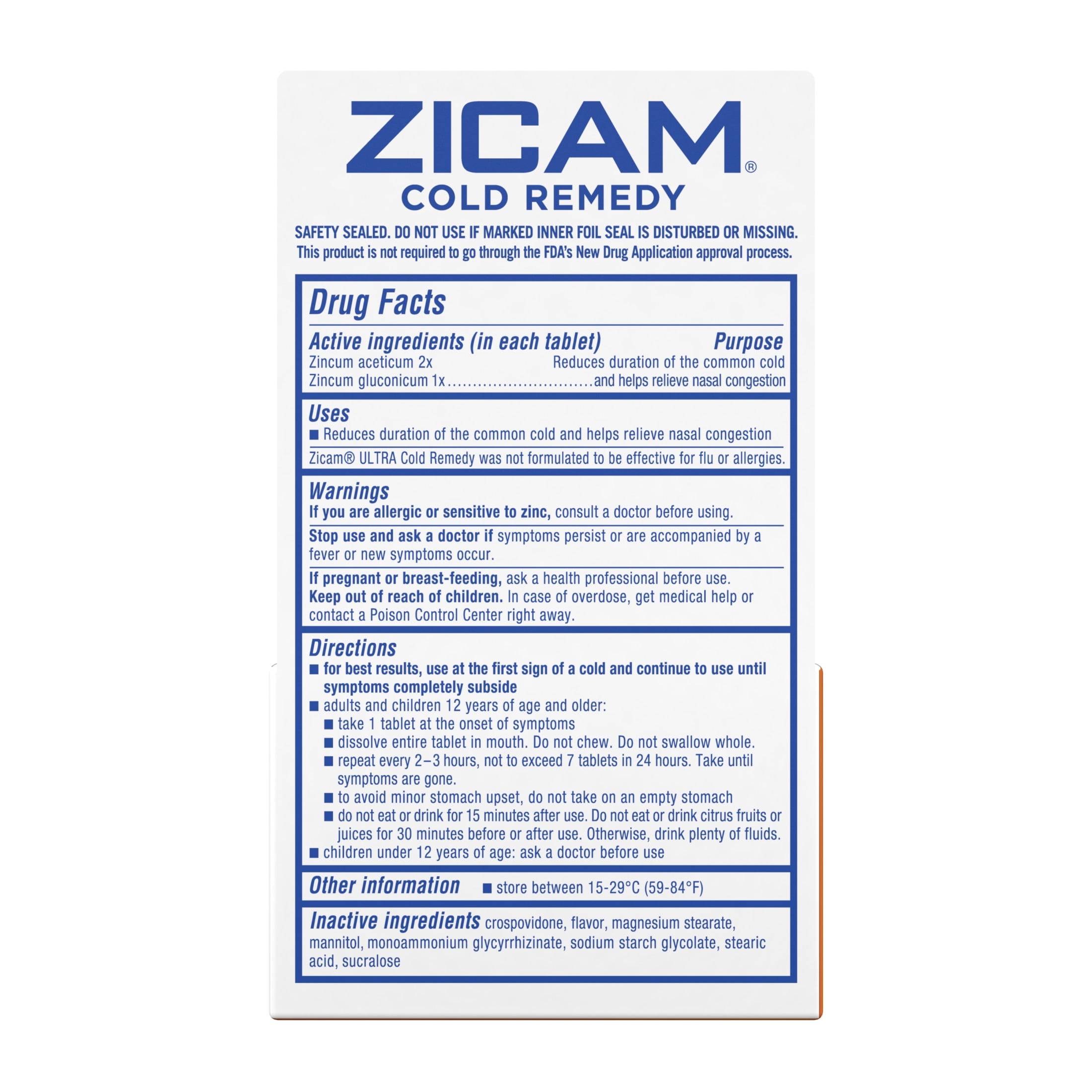 Zicam Ultra Cold Remedy Zinc Rapidmelts, Orange Cream Flavor Zicam Ultra Cold Remedy Zinc Rapidmelts, Orange Cream Flavor