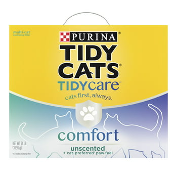 Purina Tidy Cats Multi-Cat Unscented Clumping Cat Litter, Tidy Care Comfort Low Dust Formula, 24 lb Box