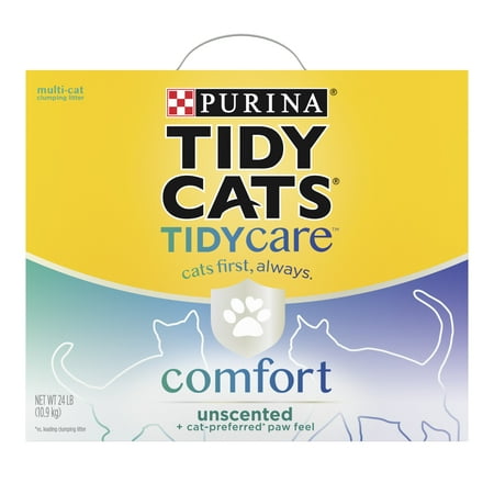 Purina Tidy Cats Multi-Cat Unscented Clumping Cat Litter  Tidy Care Comfort Low Dust Formula  24 lb Box