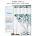 thumbnail image 2 of No Hook Cloth Fabric Shower Curtain with Snap in Liner, Blue Eucalyptus Leaves Waterproof Shower Curtains Set with See Through Top Window, Farmhouse Watercolor Floral Bath Curtains Shower 72"x72", 2 of 6