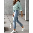 thumbnail image 3 of jinghuiyue Women Button-Down Shirts Striped Long Sleeve Collared Dressy Office Casual Loose Fit Blouse Tops with Pocket XXL, 3 of 6