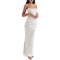 thumbnail image 3 of Women'S Bodycon Dress with A Cinched Waist Strapless Design Off-the-Shoulder Style with Boning White L, 3 of 9