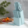 thumbnail image 3 of Basic Essentials 12 Piece Stainless Steel Kitchen Knife Set with Wood Block, Blue, 3 of 13