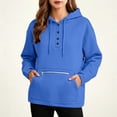 thumbnail image 4 of HomeDM Women's Sweatshirt Henley Button Drawstring Hoodie with Pocket Long Sleeve Pullover Solid Color, 4 of 6