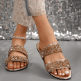 thumbnail image 4 of Purcolt Flat Sandals for Women Trendy Sparkly Rhinestone Double Straps Open Toe Non Slip Cushioned Sole Slides Sandals Comfortable Casual Shoes for Beach Vacation Party, 4 of 9