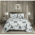 thumbnail image 2 of Chezmoi Collection Denver 3-Piece Southwestern Lodge Quilt Set Full, White Black Gray Grizzly Bear Wolves Moose Pine Tree Mountain Printed Microfiber Lightweight Bedspread Set for All season, 2 of 9