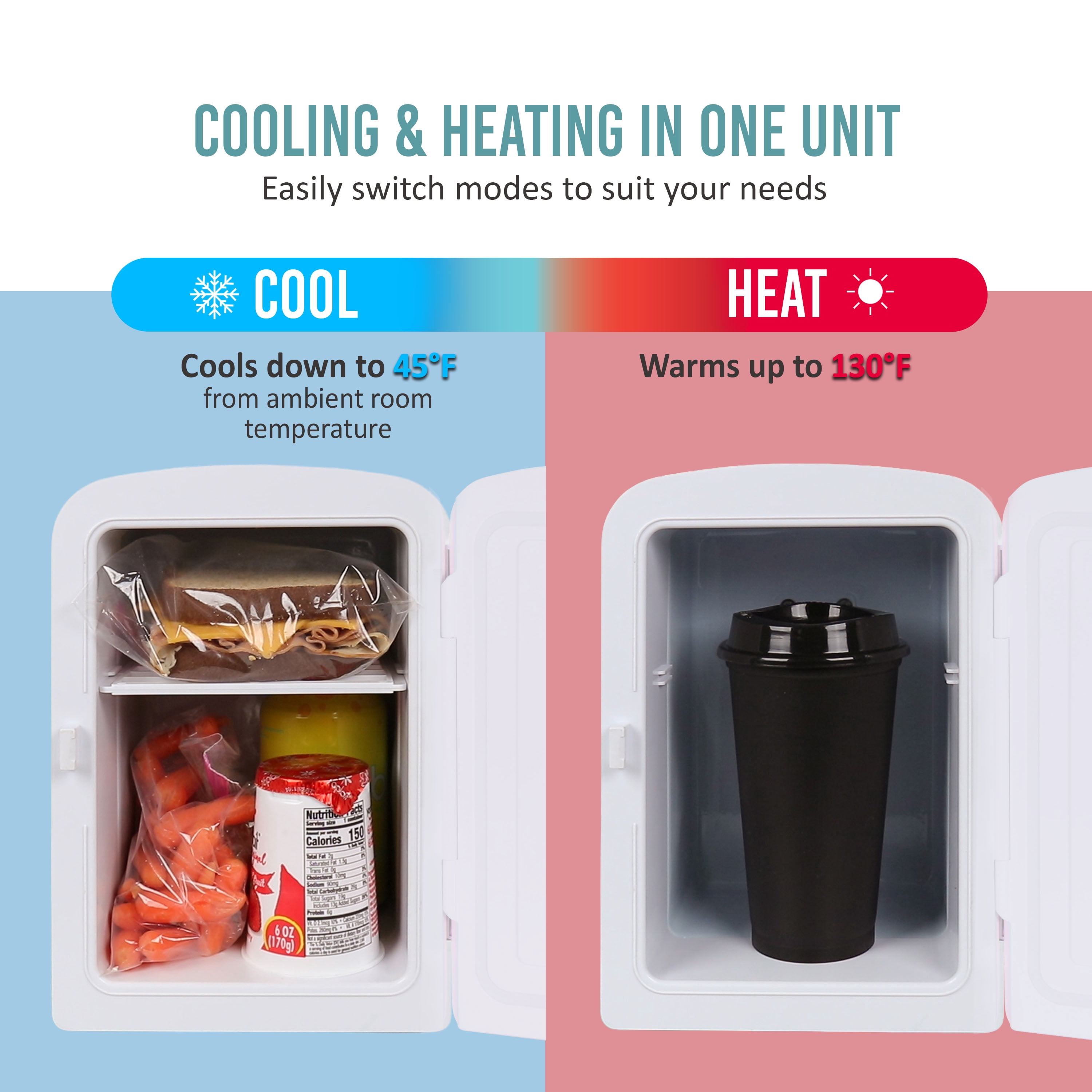 Nostalgia Retro 6-Can Display Fridge & Heater, Pink