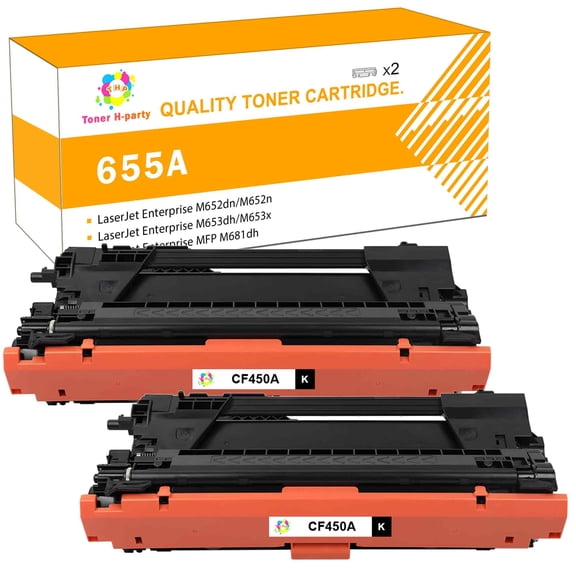 Toner H-Party Toner Cartridge Compatible for HP CF450A Color LaserJet Enterprise M652dn M652n M653dn M653dh M653x,MFP M681dh M681f,Flow MFP M681f M681z M682z (Black,2-Pack)