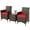 Red, variant on Costway 3PCS Patio Rattan Furniture Set Cushioned Sofa Glass Tabletop Deck Red
