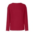 thumbnail image 5 of Womens Round Neck Blouse Long-Sleeved Shirts Red Knitted Sweaters for Women Casual Solid Color Slim Fit Top (Red L), 5 of 7