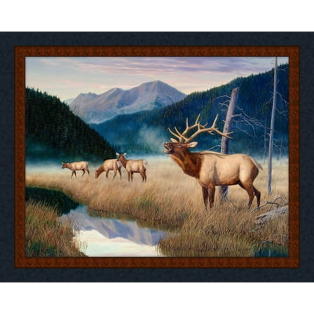 King Of The Valley Elk Panel Cotton Fabric