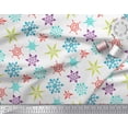 thumbnail image 3 of Soimoi White Poly Georgette Fabric Snow Flakes Floral Decor Fabric Printed Yard 42 Inch Wide, 3 of 5