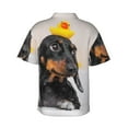 thumbnail image 3 of Kll Men'S Hawaiian Shirt Short Sleeve Button Down Beach Shirts-Dachshund Sitting In Bathtub, 3 of 8
