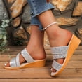 thumbnail image 5 of Willtoo Women's Glitter Sequins Peep Toe Platform Wedge Slip On Mules Plus Size Summer Orthopedic Sandals, 5 of 7
