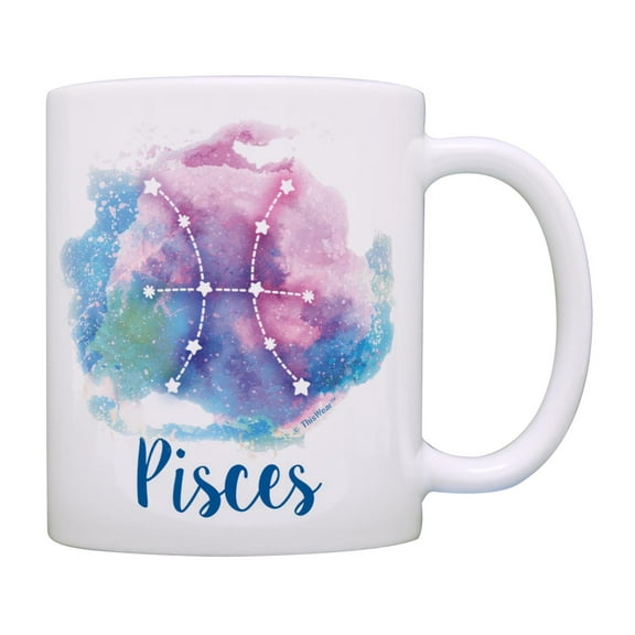 ThisWear Zodiac Gifts Pisces Zodiac Coffee Mug Pisces Cup Pisces Birthday Present Coffee Mug Pastel