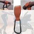 thumbnail image 3 of Ganchos de cuero PU para cochecito, soporte colgante, organizador, cinturón, Buggy, mosquetón, ganchos para cochecito, carrito de ciclismo, andador, s marrón Baoblaze Ganchos para cochecito, 3 of 8