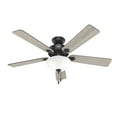 thumbnail image 4 of Hunter 52 inch Indoor Ceiling Fan with LED Light - Black Ceiling Fan with Pull Chain, For Bedroom, Living Room, or Kitchen, Standard Mount, No Remote, 5 Blades - Swanson 51738, Matte Black, 4 of 15
