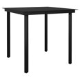 thumbnail image 5 of vidaXL 3 Piece Patio Dining Set with Cushions Black Poly Rattan Glass, 5 of 10