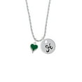 thumbnail image 2 of Delight Jewelry Silvertone Small Long Green Heart Silvertone Script Initial Disc - H - Charm Necklace, 20"+3", 2 of 4