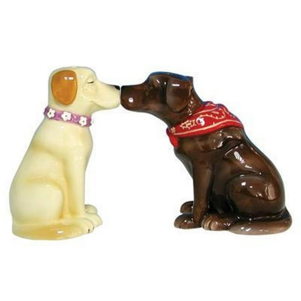 Kisssing Labrador Retrievers Ceramic Salt and Pepper Shakers
