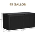 thumbnail image 2 of REKHH 95 Gallon Deck Box Large Resin Outdoor Storage Box, Waterproof and UV Resistant Lockable for Outdoor and Patio, Large Storage Cabinet for Patio Furniture, Garden Tools and Pool Supplies, Black, 2 of 5