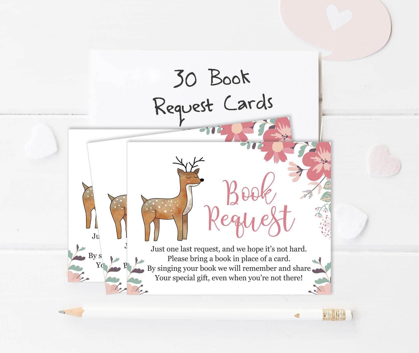 Inkdotpot 30AnimalsBaby Shower Book Request Cards-Bring A Book Instead Of A Card-Baby Shower Invitations Inserts Games