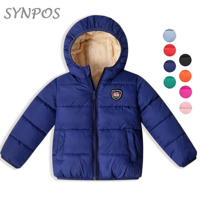 SYNPOS Manteau d'Hiver Épais à Capuche pour Petit Garçon Fille 4-5T