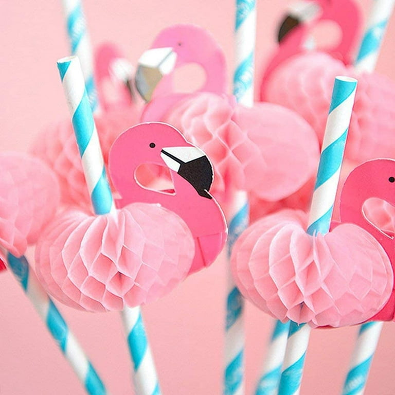Flamingo Paper Party Straws 12 Flamingo Birthday Tropical 