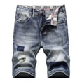 thumbnail image 2 of Tdoqot With Pockets Stretchy Knee Length Realxed Fit Outdoor Denim Shorts for Men Light Blue Size S, 2 of 9