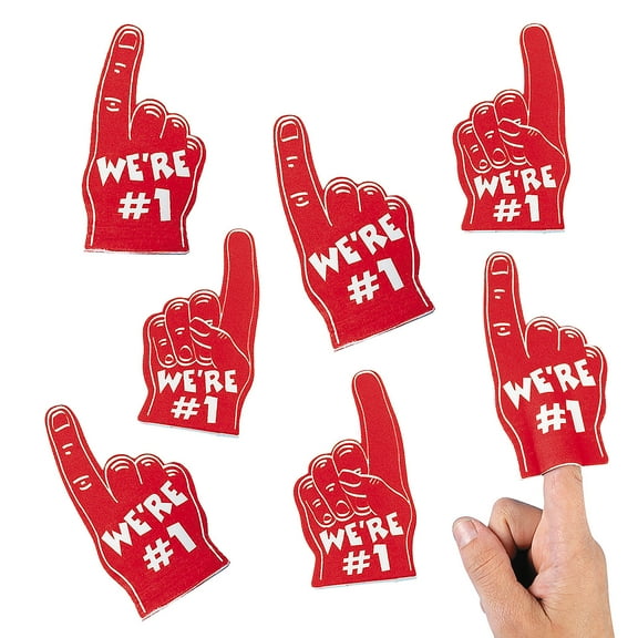 Team Spirit Red Mini Foam Fingers Bulk 72 Pc
