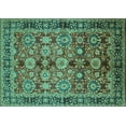 thumbnail image 1 of Ahgly Company Machine Washable Indoor Rectangle Oriental Turquoise Blue Industrial Area Rugs, 5' x 7', 1 of 4