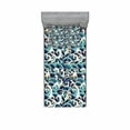 thumbnail image 2 of Ambesonne Nautical Fitted Sheet & Pillow Sham Set, Ocean Waves Pattern, Full, Blue and White, 2 of 3