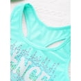 thumbnail image 5 of CHICTRY Kids Girls Sports Vest Sleeveless Shiny Rhinestone Racerback Crop Top Gymnastics Dance Tops Lake Blue 10, 5 of 7