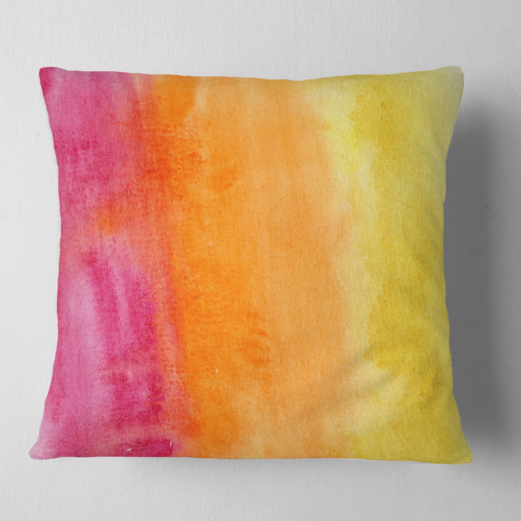 Designart Yellow Purple Meet Orange - Abstract Throw Pillow - 16x16