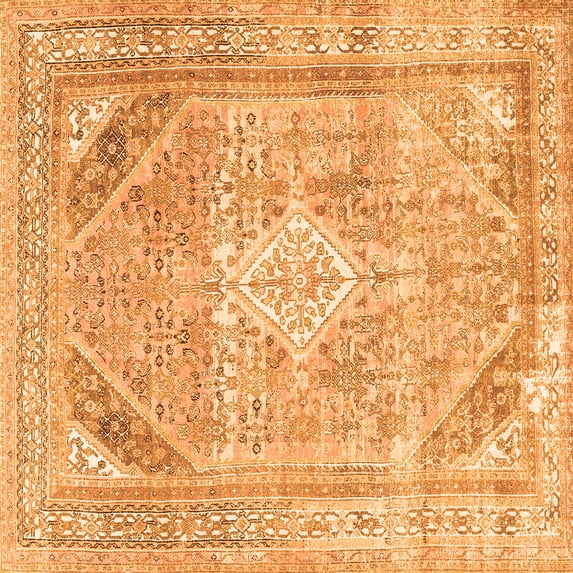 Ahgly Company Indoor Square Persian Orange Traditional Area Rugs, 8' Square