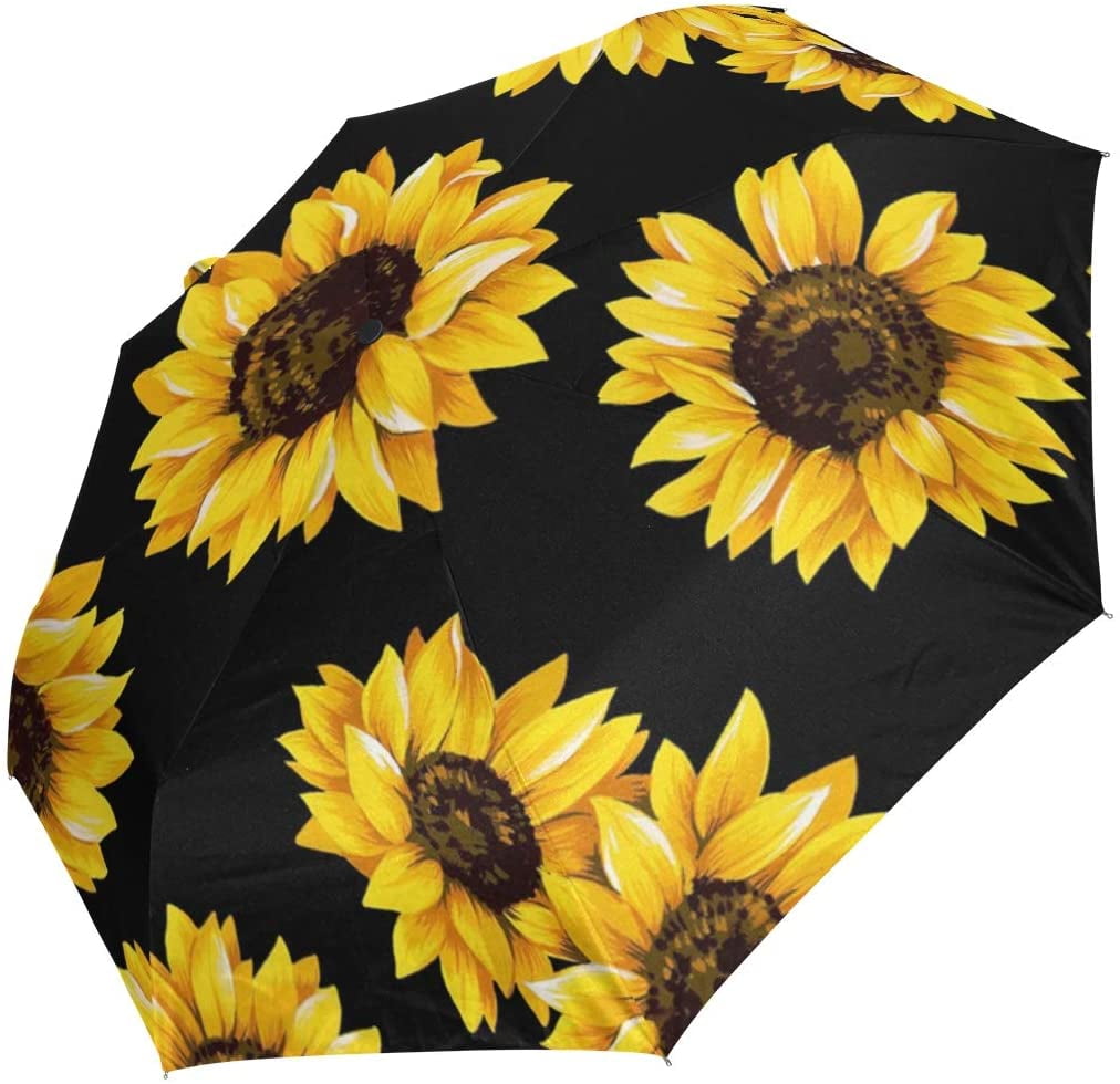 Art Sunflower Umbrella Automatic Auto Open Close Travel Sun Blocking Windproof Umbrellas for Women Men