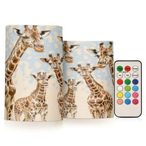 ALAZA Giraffe Family 2 PCs LED Flickering Flameless Candles with Remote Timer Battery Operated Candle